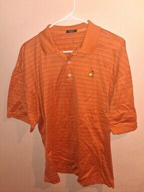 Marbas Masters 100% Pima Cotton Orange Striped Golf Polo Made In Italy L/52